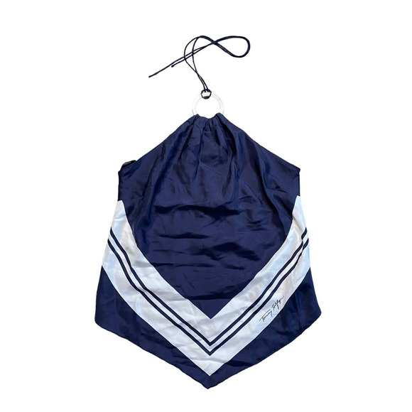 Tommy Hilfiger Tops - Y2K 90s Tommy Hilfiger Navy Blue & White Handkerchief Halter Top Size 8
